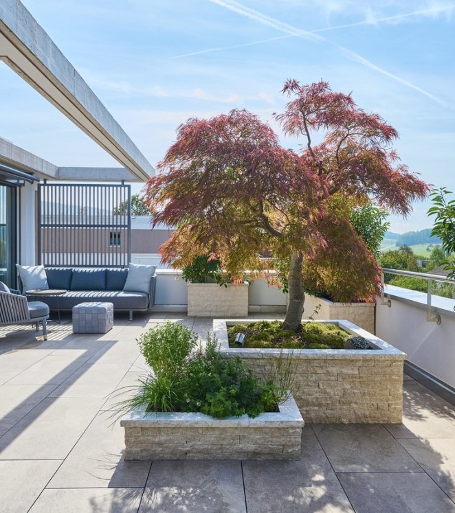 Umänderung Terrasse mit neuen Belägen und Bepflanzung