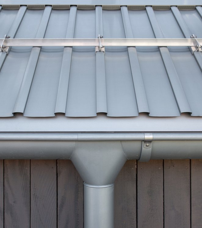 Furaldach Ablaufrinne Fural Rheinzink blaugrau